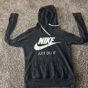 Nike  woman’s Black Zip Hoodie with White Logo